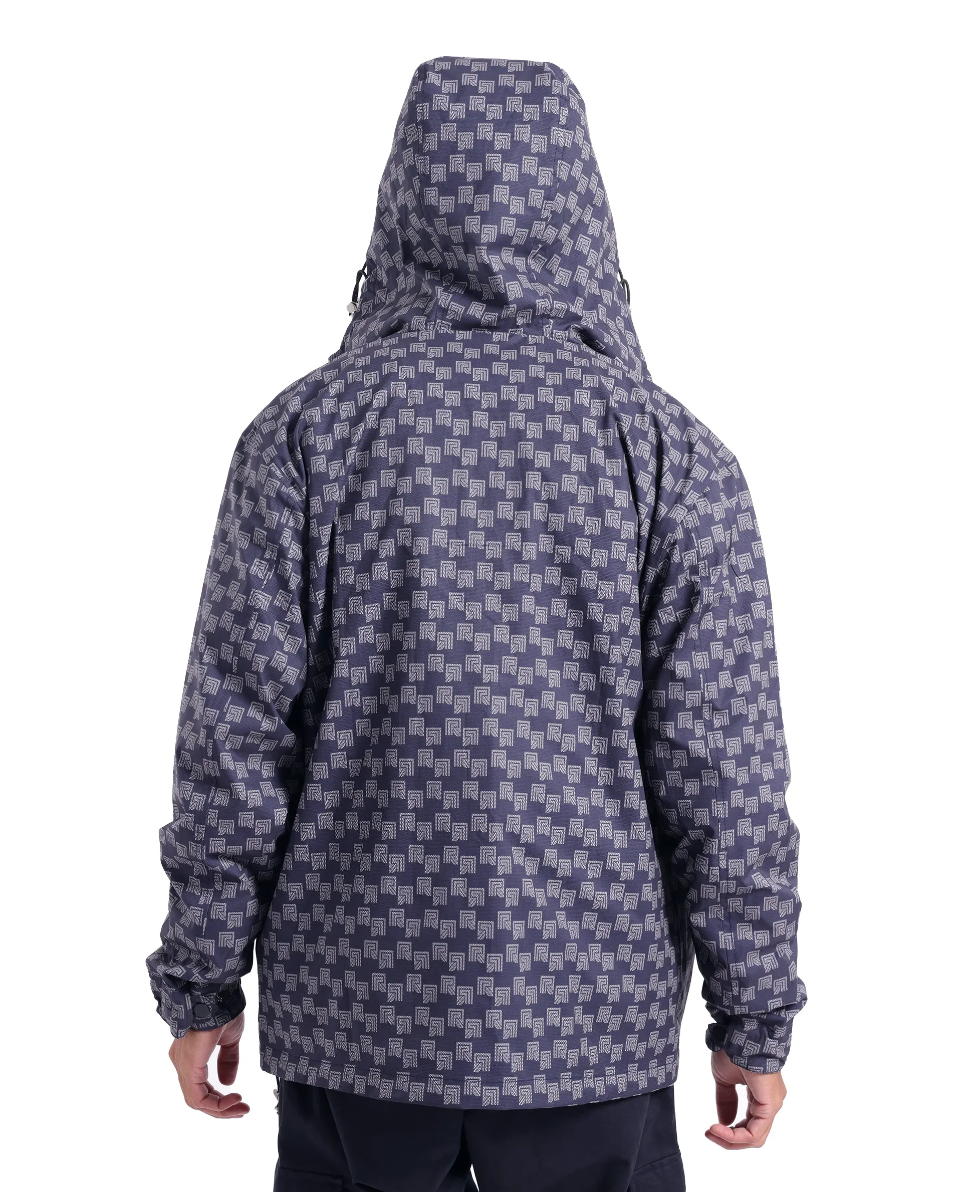 Rare Rabbit Men Sappon Navy Polyester Fabric Full Sleeve Hooded Zipper Closure Printed Jacket