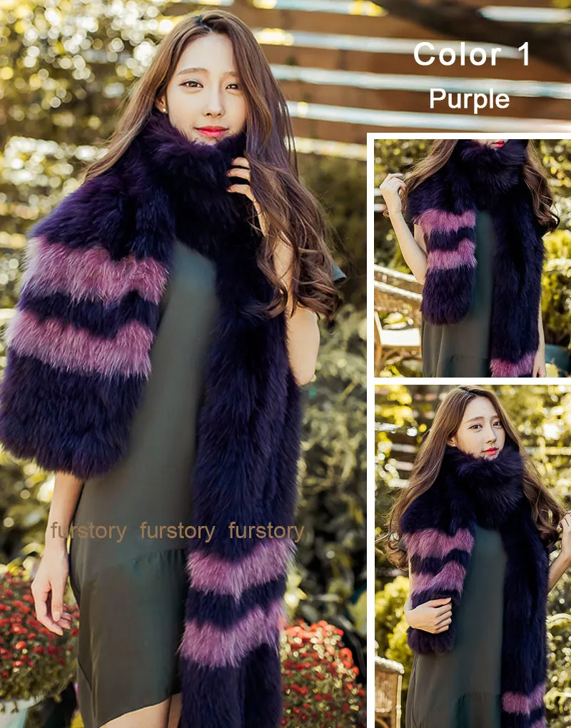 Real Fox Fur Scarf Ball Fur Wrap Cape Shawl Neck Warmer FS15503