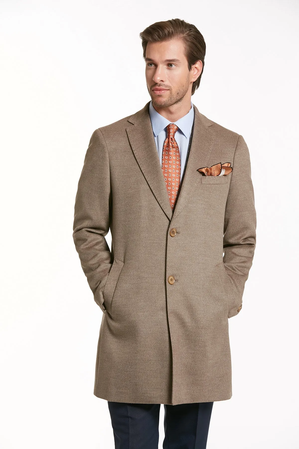 Regular Fit Cachet Notch Lapel Mink Overcoat