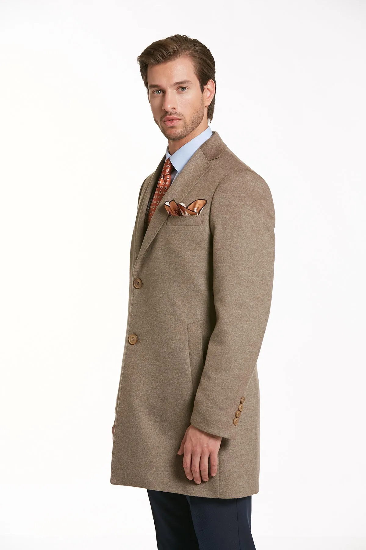 Regular Fit Cachet Notch Lapel Mink Overcoat