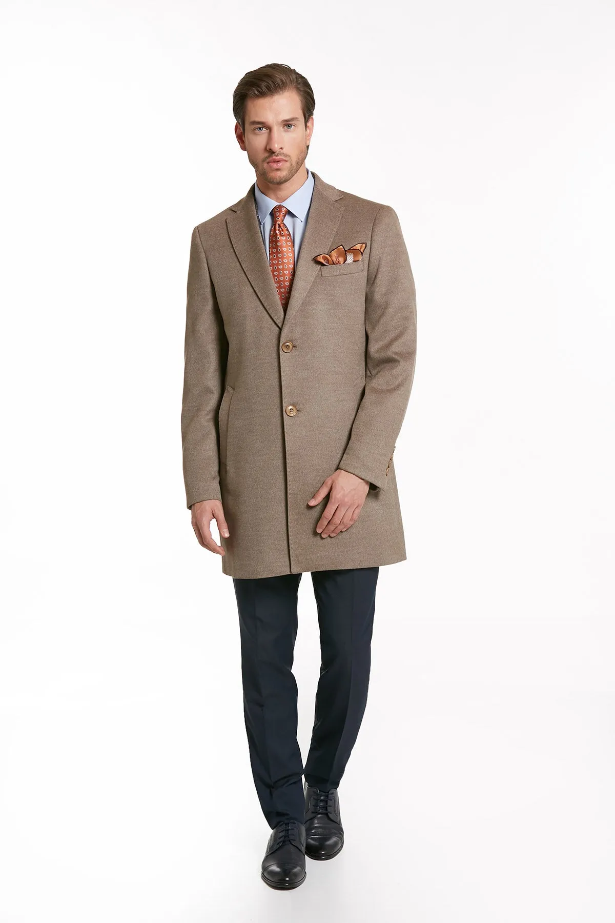 Regular Fit Cachet Notch Lapel Mink Overcoat