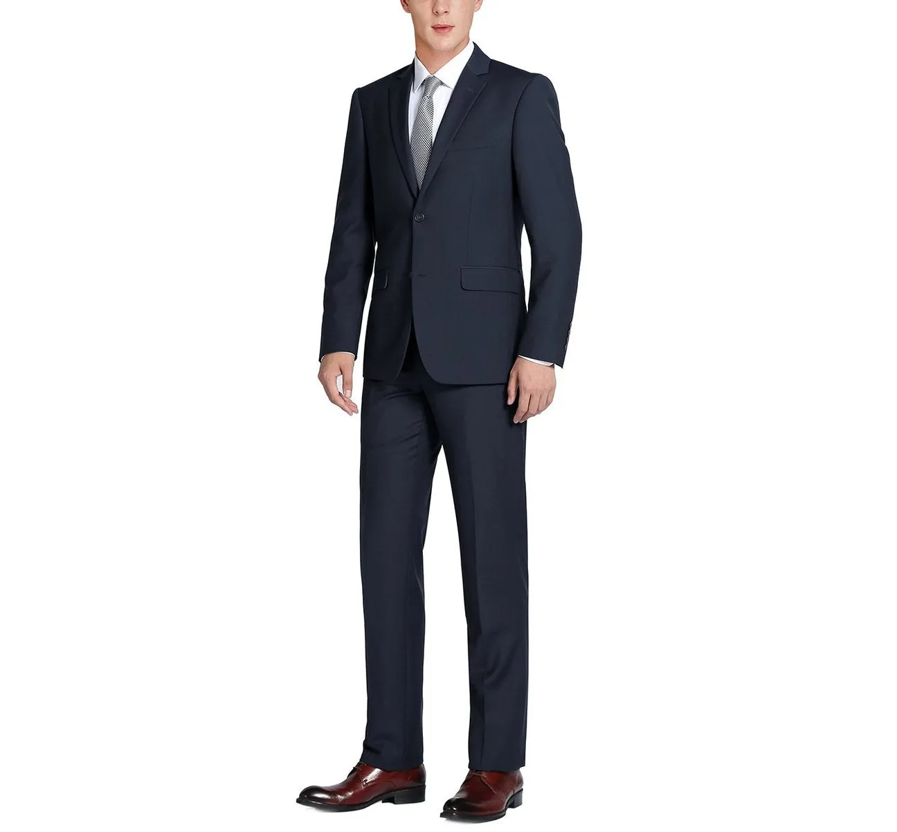 RENOIR Dark Navy 2-Piece Classic Fit Single Breasted Notch Lapel Suit 201-2