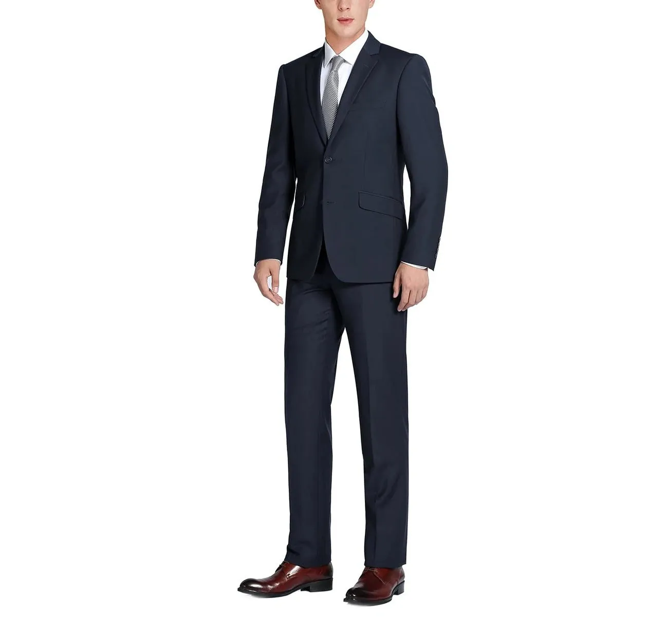 RENOIR Dark Navy 2-Piece Classic Fit Single Breasted Notch Lapel Suit 201-2