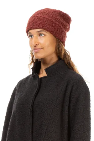 Ribbed Cuff Burnt Brick Alpaca Wool Beanie Hat