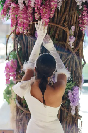 Satin Feather Bridal Gloves