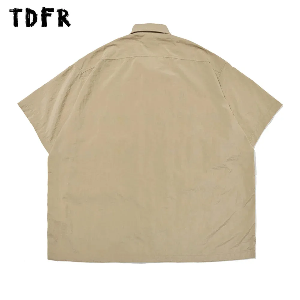 Solid Color Cargo Shirts - Short Sleeve Safari Style - Loose Fit