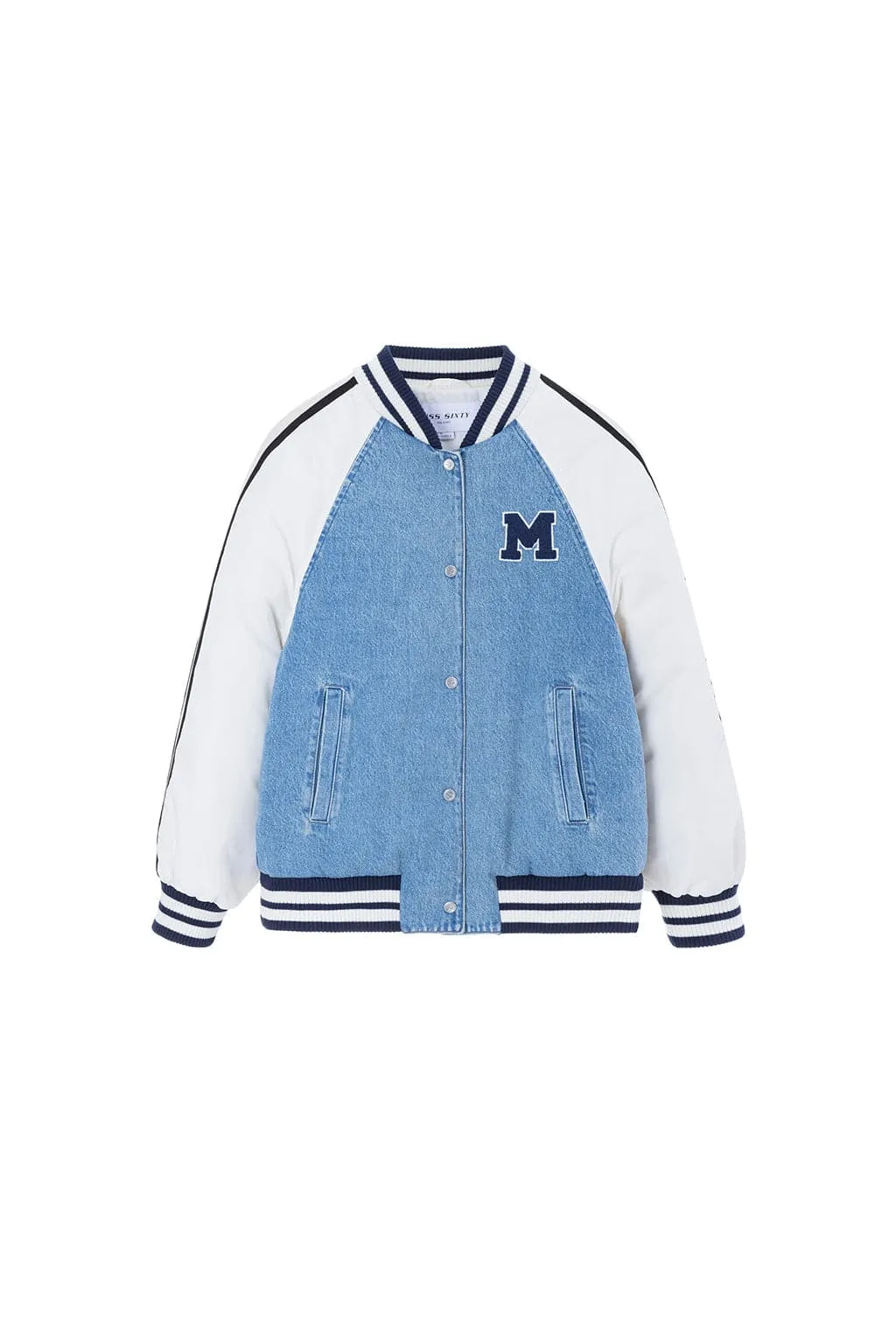 Sporty Casual Baseball Jacket With Denim Down Jacket