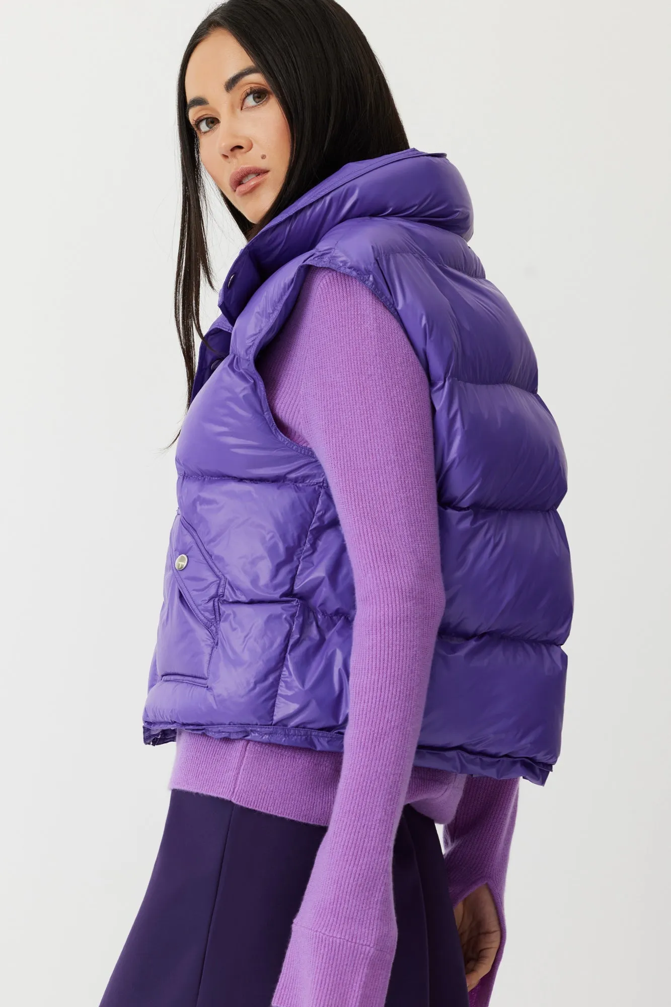 The Montblanc - Violet Glossy Nylon Puffer Vest