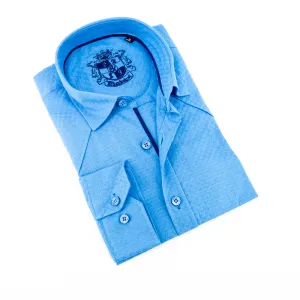 Turquoise Button Down Jacquard Shirt