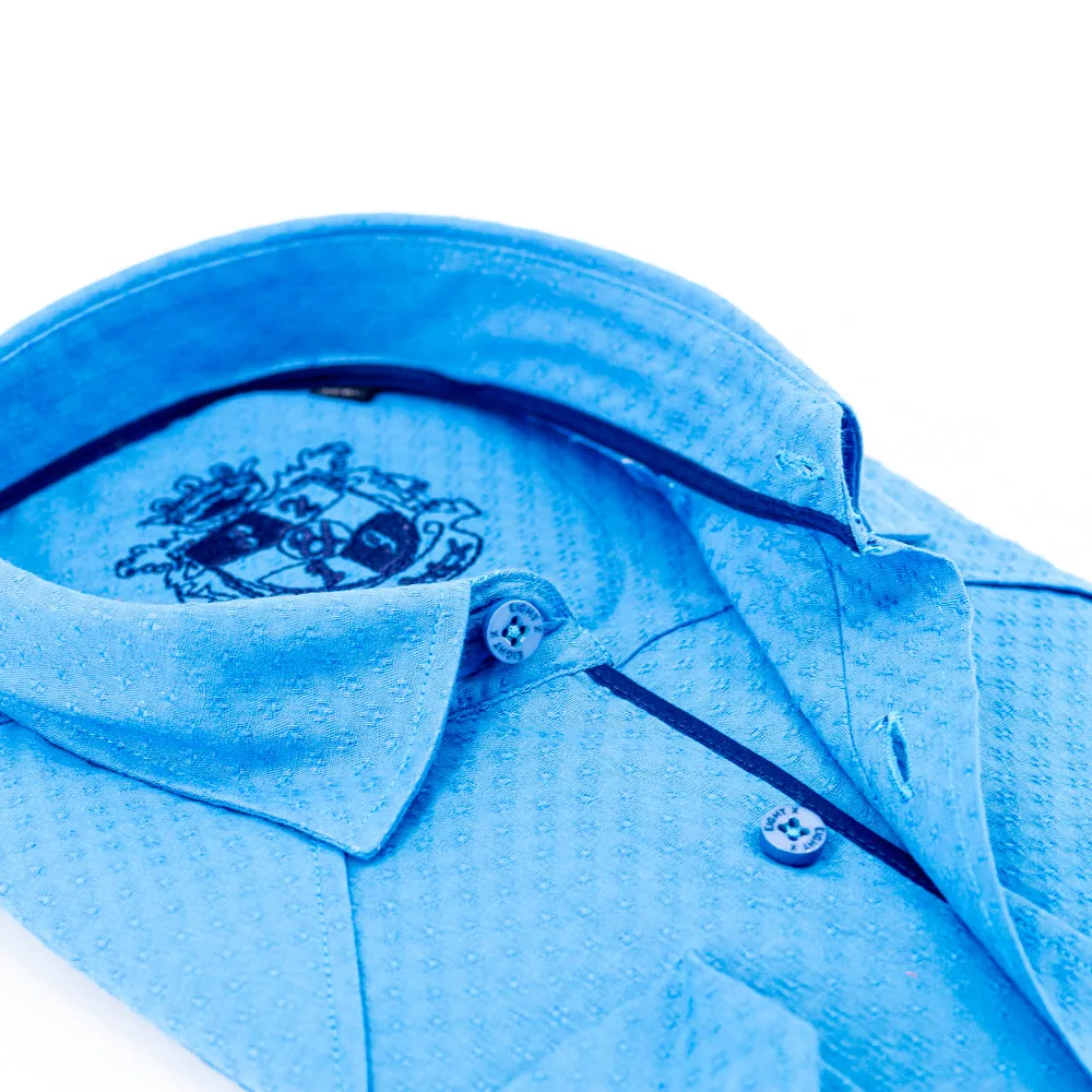 Turquoise Button Down Jacquard Shirt