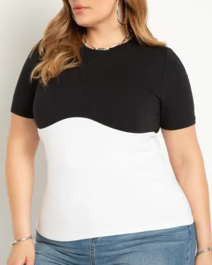 Underbust Colorblocked Tee | Black And White