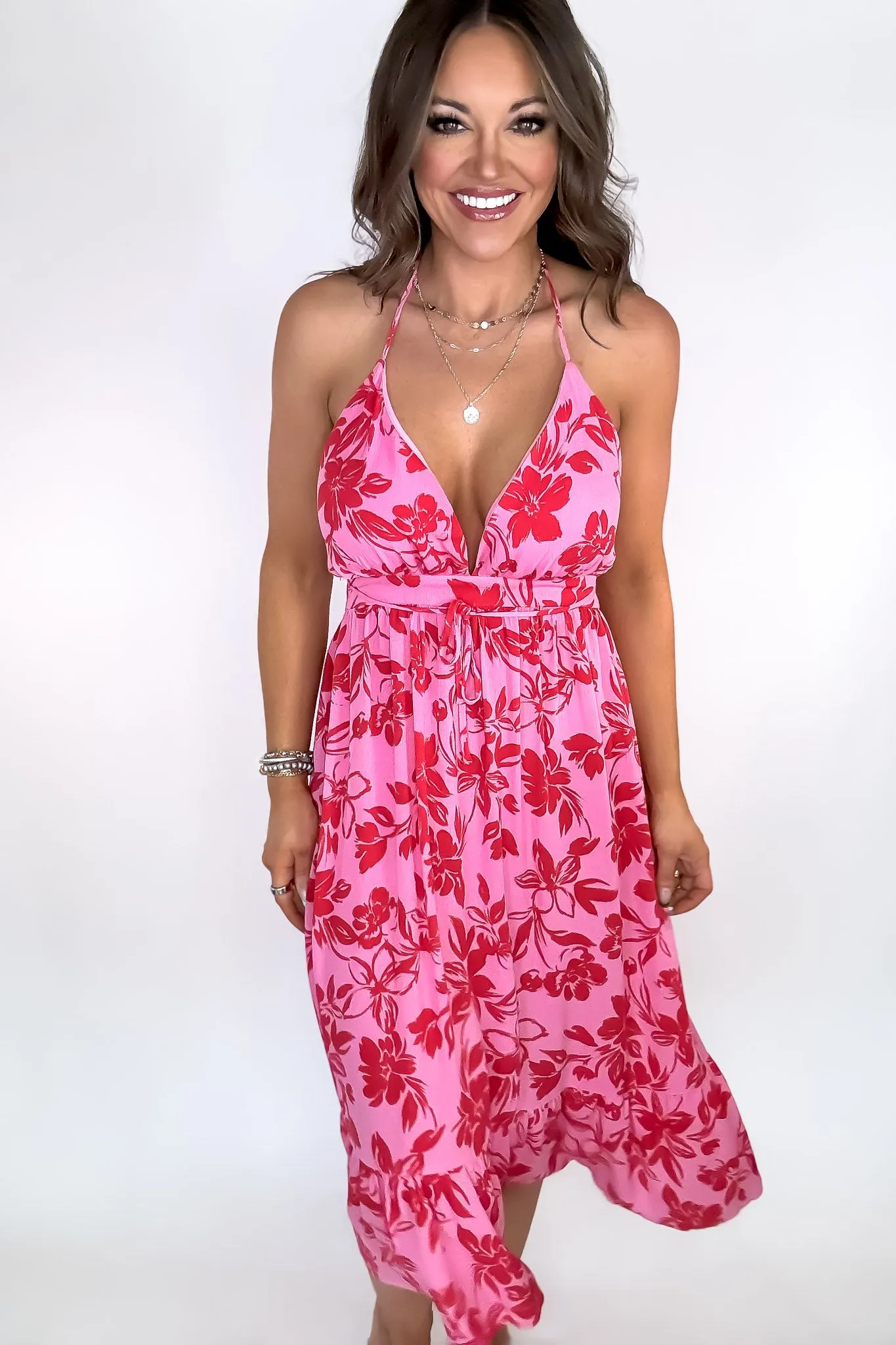 Vacay Vibrant Print Halter Dress