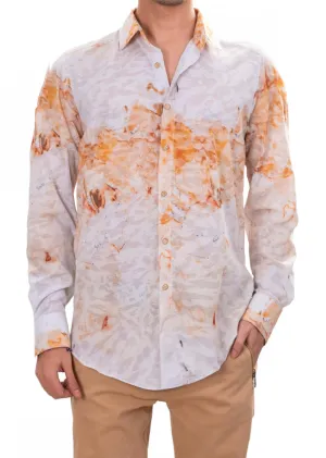 White Beige Marble Print Shirt