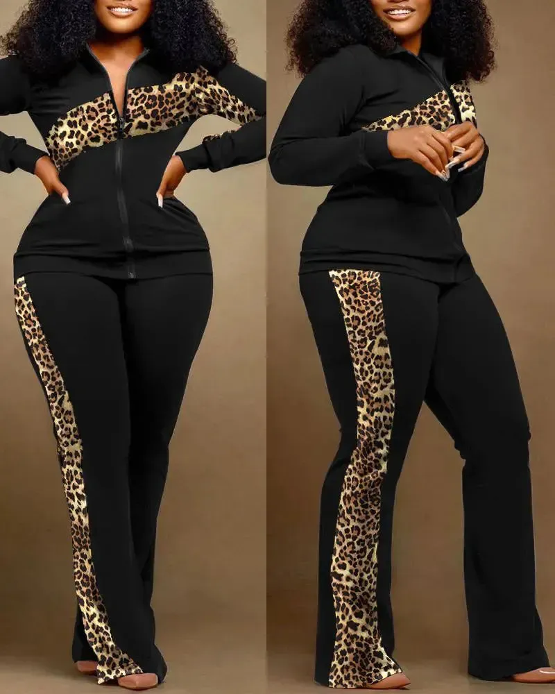 Women Tracksuit 2 Piece Outfit Long Sleeve Zip Up Jacket*