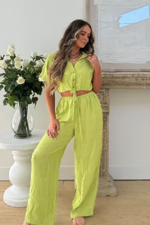 Women's A Tini Summer Set | Wide Leg Pants | Lime Green