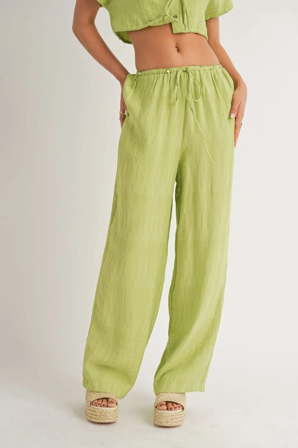 Women's A Tini Summer Set | Wide Leg Pants | Lime Green