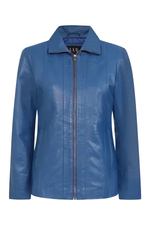 Women's Classic Royal Blue Real Leather Jacket - 'DEBBIE'