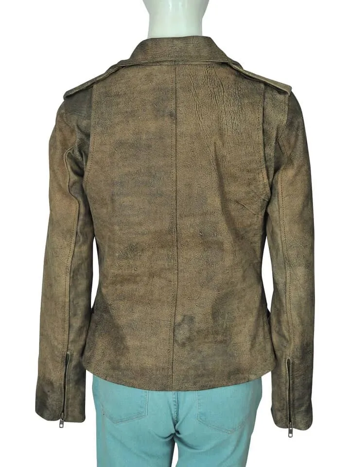 Women's Dirty Brown Distressed Leather Jacket