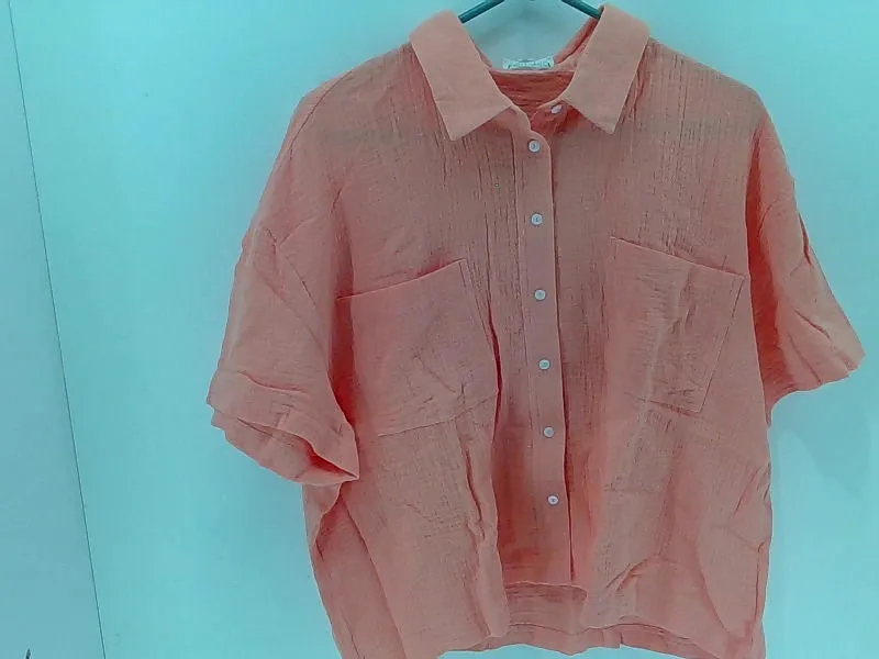 Women's Mainstrip Button Down Shirt Medium Orange