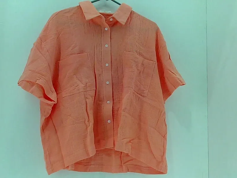 Women's Mainstrip Button Down Shirt Medium Orange