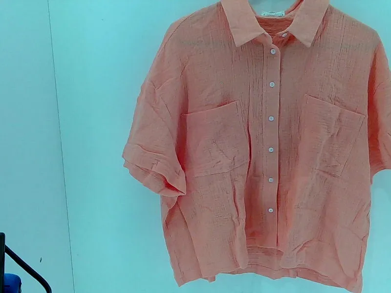 Women's Mainstrip Button Down Shirt Medium Orange