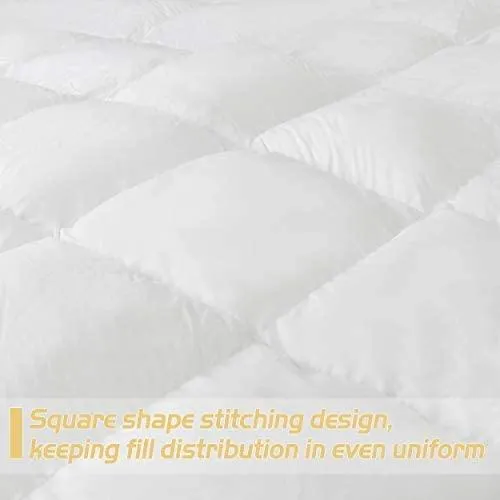 ZENY™ Mattress Topper Queen Size Overfilled Down Alternative Fiber Deep Fits 6'' - 21'', Cotton Top Pillow Top Plush Durable Premium Hotel Quality